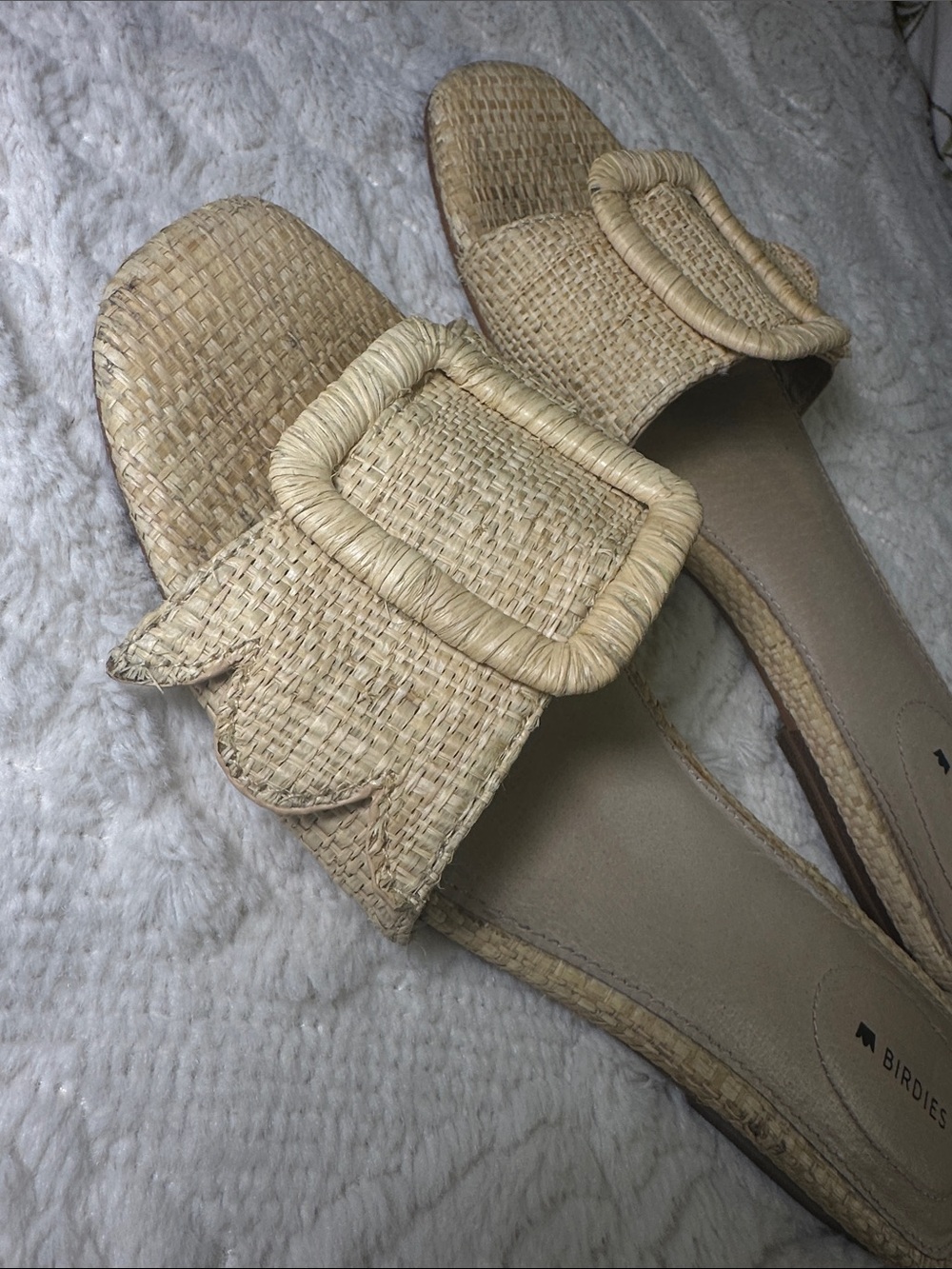 Birdies Rafia Woven Straw Slide Sandals in Natural - - Picture 6 of 8